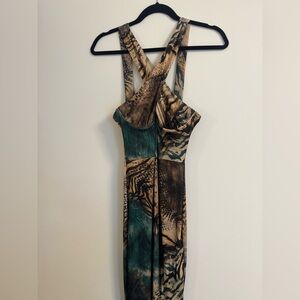 Fashion Nova Jungle Print Maxi Dress